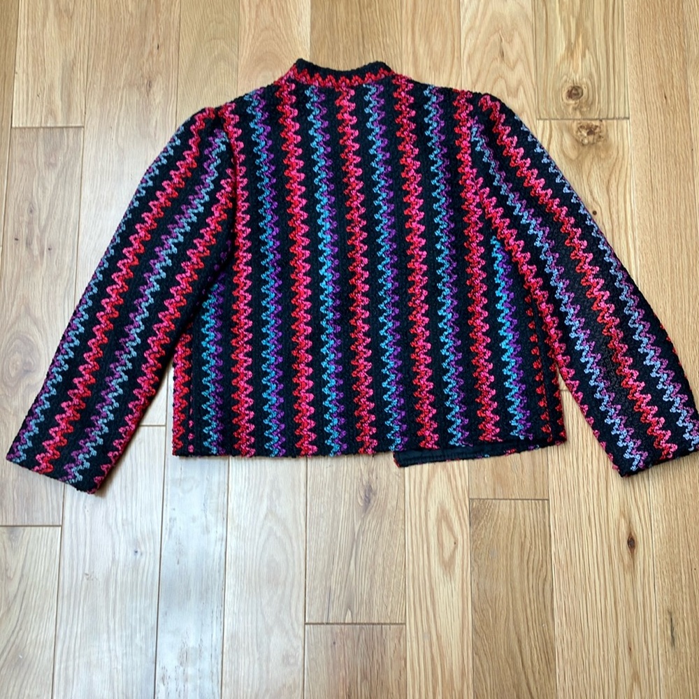 Vintage  Patterned/textures Jacket, mandarin collar and open front - Picture 5 of 7